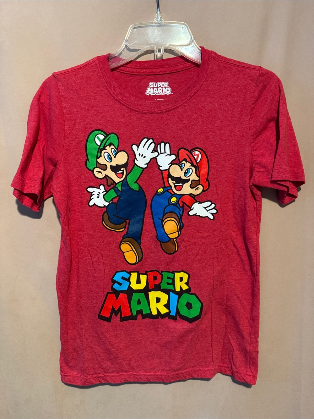 Nintendo Red Super Mario Graphic Tee with Mario & Luigi
